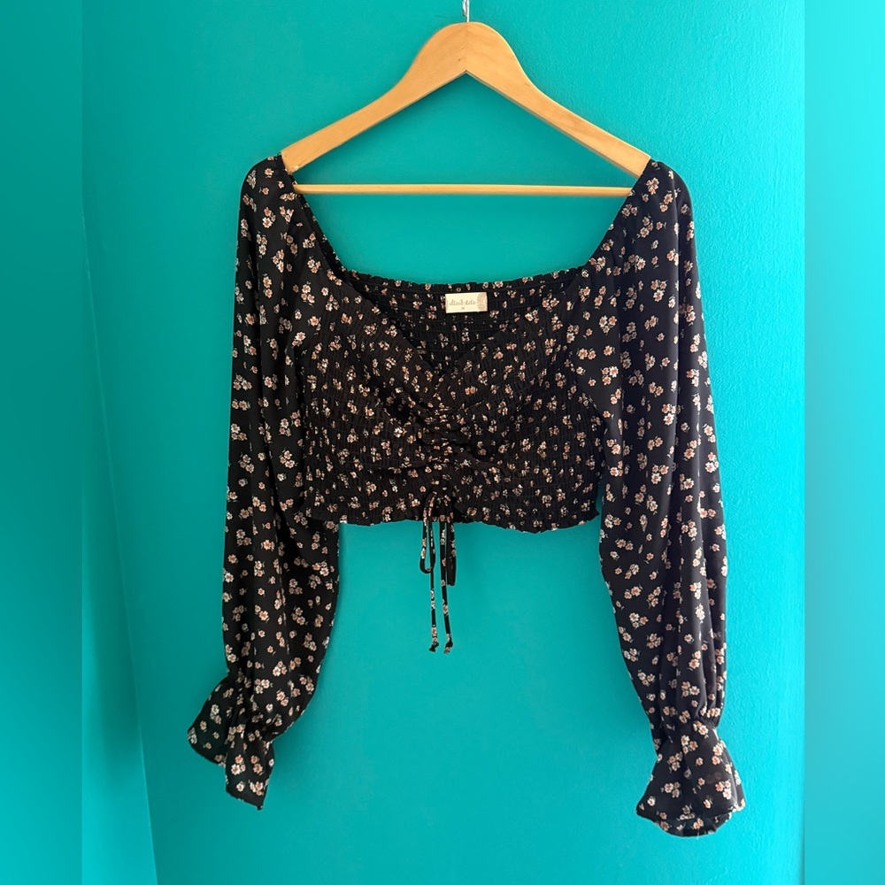 Floral Long Sleeve Crop Top